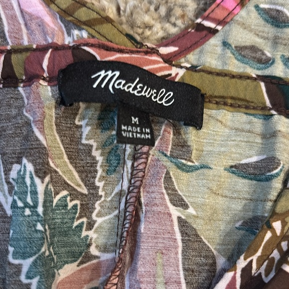 Madewell Pink and Green Leaf Print Blouse - Picture 2 of 5